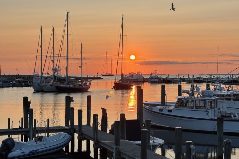 Sunset over the fishing fleet at Menemsha in Chilmark