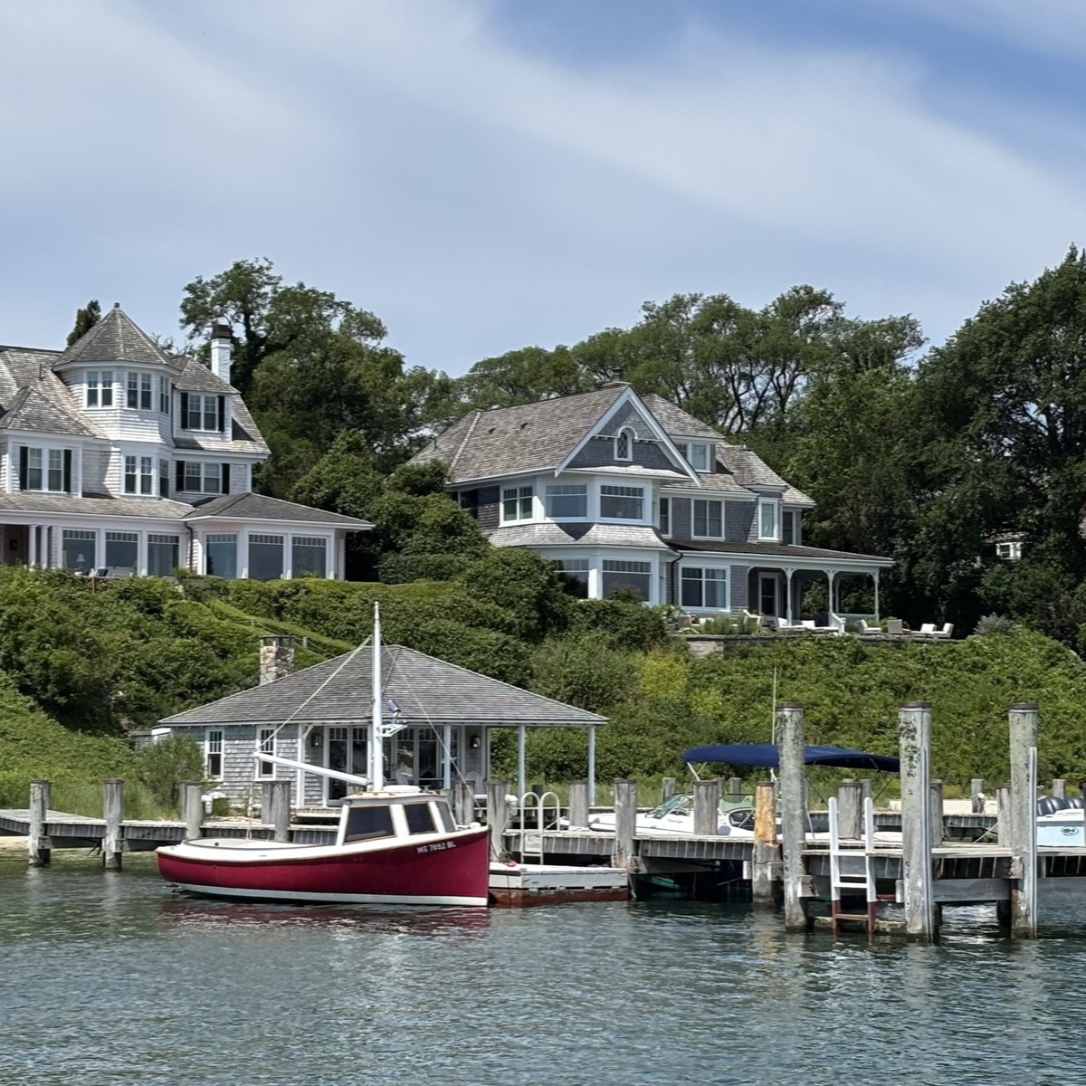 Waterfront shingle-style homes on Edgartown harbor